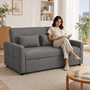 Divano Letto 2 Posti 3 in 1 Clic Clac 160x85x85 cm con 2 Cuscini Reclinabile e Imbottito in Tessuto Grigio      