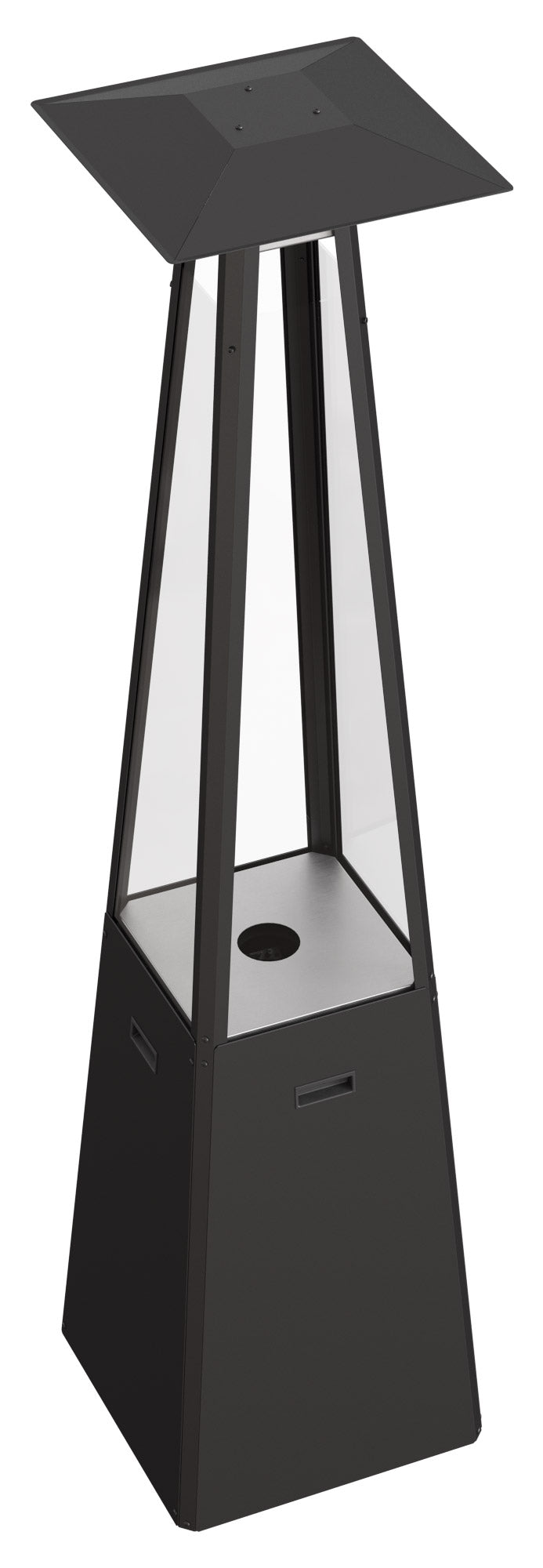 Stufa a Piramide Gas Gpl da Esterno con Vetro in Acciaio Flig Memphis Nera