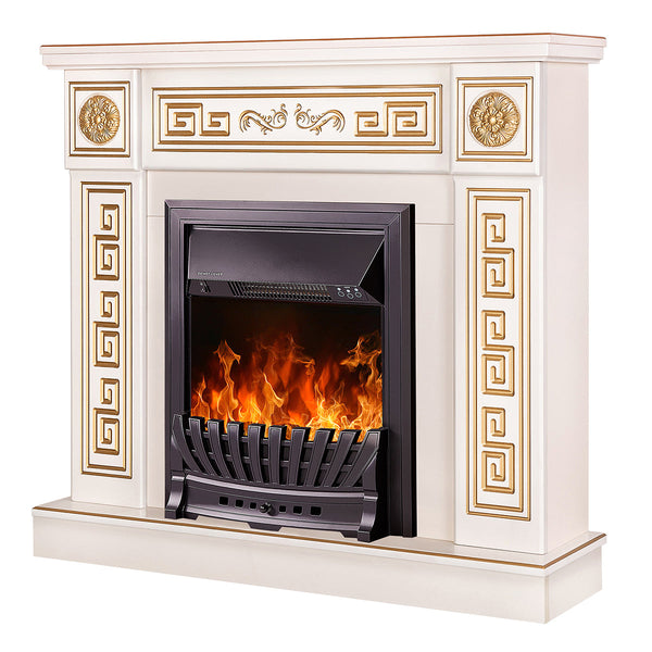 online Camino Elettrico da Pavimento 102x110x30 cm Effetto Fiamma 2000W Versailles gold & Pluton Avorio