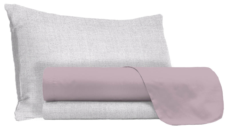 Set Lenzuola Sopra Sotto e Federe in Cotone Rosa Antico Varie Misure