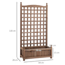 Fioriera da Esterno con Grigliato per Piante Rampicanti 64x28x120 cm in Legno Marrone