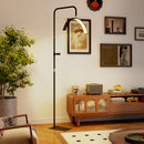 Lampada da Terra LED con Testa a Mezza Luna 77,5x20,5x136-186 cm Temperatura Colore Regolabile Telecomando Nero      