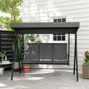 Dondolo da Giardino 3 Posti 195x118x170 cm con Tettuccio Parasole Regolabile Grigio Scuro  