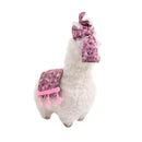 Pupazzo Lama bianco con fiocco fiorellini rosa cm 22x11xh33