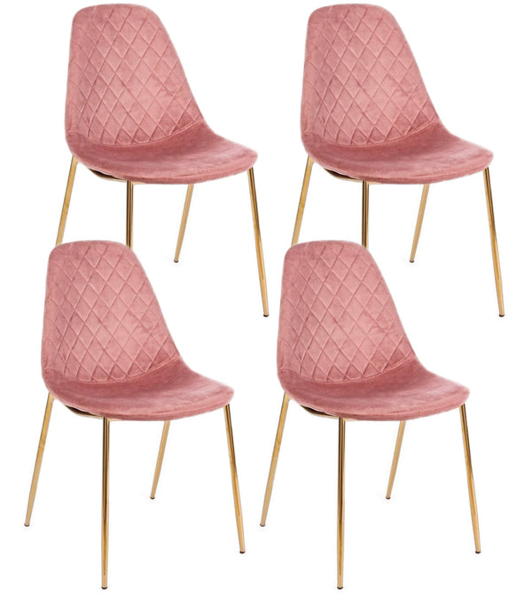 acquista Set 4 Sedie Imbottite 48x55x85 cm Terry in Velluto Rosa
