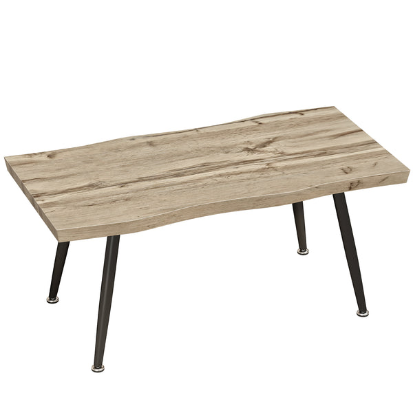 online Tavolino da Caffè Stile Nordico 100x50x45 cm con Piedini Regolabili in Legno e Acciaio Nero e Rovere
