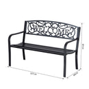 Panca da Giardino 2 Posti in Metallo 127x60x87 cm  Nero