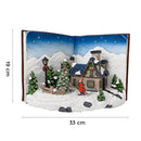 Villaggio Natalizio 33x19x22 cm Libro Blu con Luci Suoni e Movimento