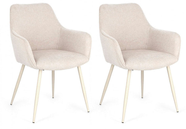 Set 2 Sedie 58x63x85,5 cm Cora in Tessuto Beige e Beige sconto