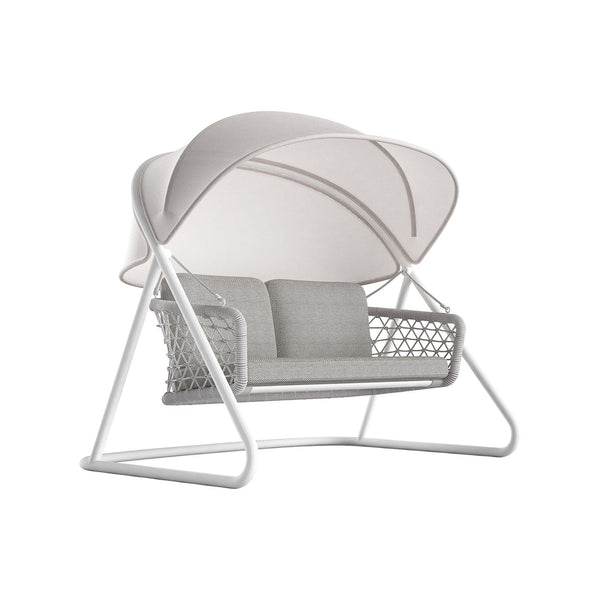 Dondolo da Giardino 2 Posti 185x137x154 cm  con Tettuccio Parasole Regolabile Muses Grigio prezzo