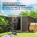 Casetta Box da Giardino Porta Attrezzi 345x280,5x169-201 cm con Porta Scorrevole in Acciaio Grigio  