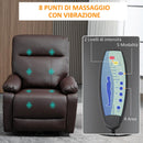 Poltrona Relax Massaggiante 80x96x97 cm con Telecomando Marrone