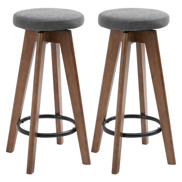 sconto Set 2 Sgabelli da Bar Imbottiti 41x41x69 cm in Legno e Tessuto Grigio