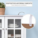 Credenza Cucina Moderna 80x28x84 cm con 2 Ante in Vetro Temperato e Ripiano Regolabile in MDF Bianco      