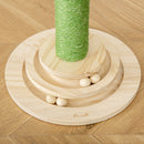 Albero Tiragraffi a Cactus per Gatti 32x32x60 cm in Corda Sisal e Palline in Legno Verde