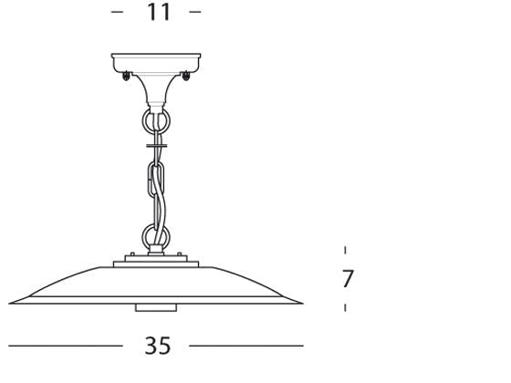 Lampada Sospesa Grande Colore Grigio per Esterno Linea Piatto Antico Livos