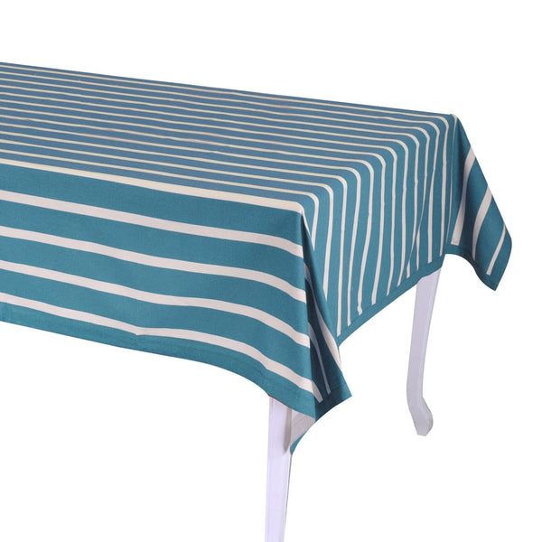 sconto Tovaglia Rettangolare 140x240 cm in Cotone 180 GSM Pop Righe Blu Petrolio