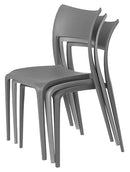 Set 4 Sedie da Giardino in Polipropilene Vandi Tortora