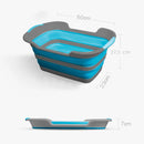 Cesto per Biancheria Richiudibile 27 Litri con Manici e Tappo in Silicone Blu