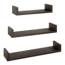 Set 3 Mensole da Parete 60-50-40x15,5x8 cm in Fibra di Legno Calamita Rovere Scuro