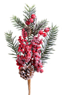 Set 12 Rametto Ghiacciato con Bacche H30 cm Rosso
