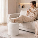 Pouf Contenitore Rotondo 33 L Ø36,5x46,5 cm con Coperchio Capacità 120 kg in Tessuto Sherpa Bianco      