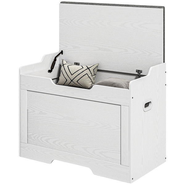 Panca Contenitore in Legno con Cuscino in Tessuto 103L 75x40x56cm Bianco acquista