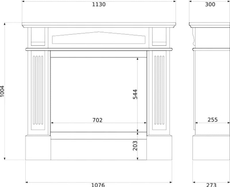 Camino a Bioetanolo da Pavimento 113x30x100 cm in Legno Bianco