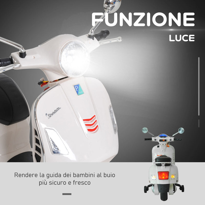 Moto Elettrica per Bambini Piaggio Vespa GTS 6V Bianco  