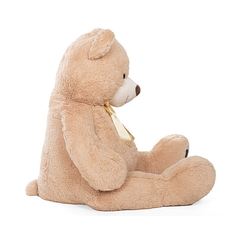 Orso di Peluche con Fiocco Dorato Altezza 150 cm Beige       