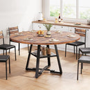 Tavolo per Sala da Pranzo Tondo Ø120 cm Stile Industrial con Ripiano Effetto Legno      