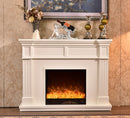 Camino Elettrico da Pavimento 116x150x33 cm Effetto Fiamma 1500W Nadejda maxi Bianco
