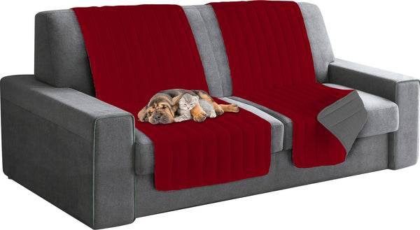 prezzo Copridivano a Fascia Doubleface Trapuntato 60x190cm Bordeaux/Grigio Scuro