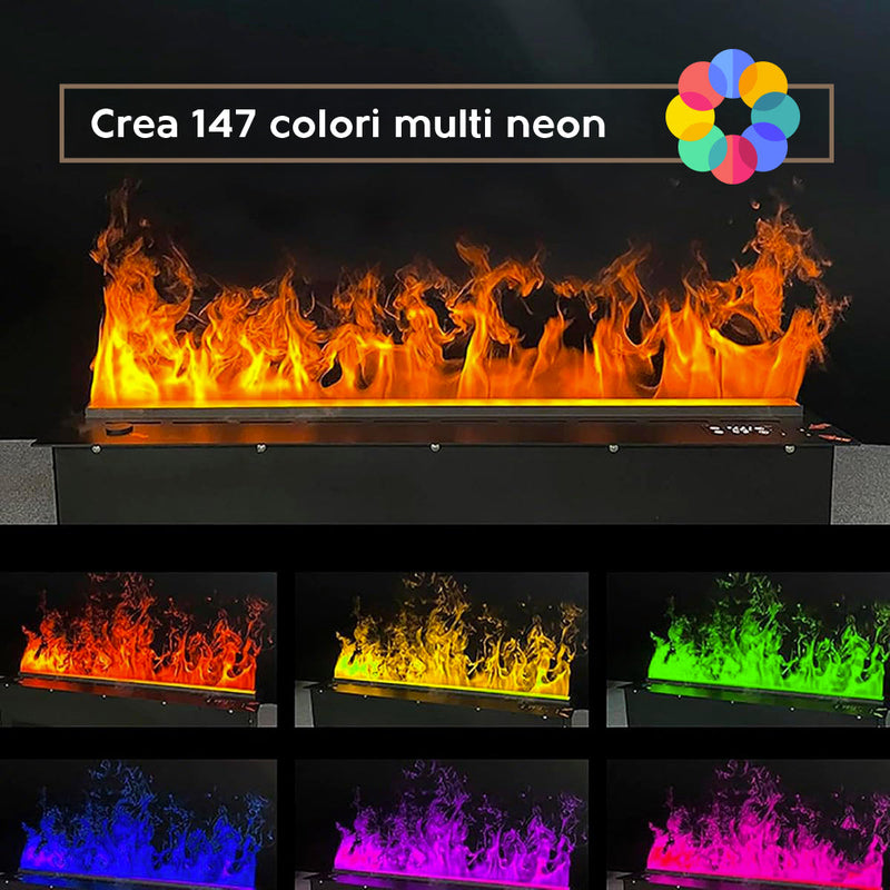 Bruciatore Camino Elettrico a Vapore Acqueo 3D Smart App Inserto Da Incasso 100 Pro-Line      