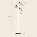 Lampada da Terra 3 Luci Orientabili 40W 41x28x169 cm in Metallo Nero 
