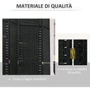 Paravento Divisorio da Interni Pieghevole a 6 Pannelli Intrecciato 240x170 cm in Polipropilene Nero      