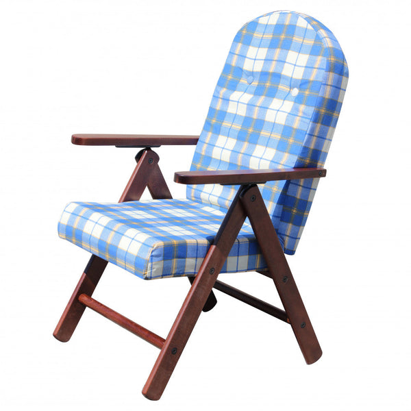 Poltrona 4 Posizioni Faggio con Cuscino 61x75x110 h cm in Cotone Blu online