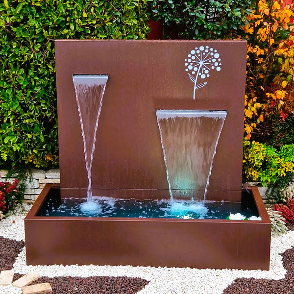 sconto Fontana a Cascata da Giardino 190x80xH180 cm in Metallo con Pompa Corten