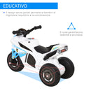 Moto a Spinta per Bambini 18-36 Mesi Cavalcabile a 3 Ruote con Musica e Fari Azzurro 