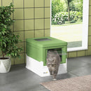 Lettiera per Gatti Chiusa 47,5x35,5x36,7 cm con Vassoio Estraibile e 2 Porte in PP Verde Chiaro   