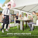 Tendone da Giardino Gazebo per Feste 598x394x302 cm con Finestre e 4 Pareti Laterali Rimovibili in Acciaio e PE Bianco      