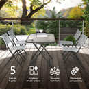 Set 5 Pezzi Tavolo e Sedie da Giardino con 4 Sedie Pieghevoli in Textilene Traspirante Grigio      