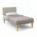 Letto 1 Piazza e Mezza con Rete Rivestita Similpelle Tortora Tessis Testata Button Varie Misure