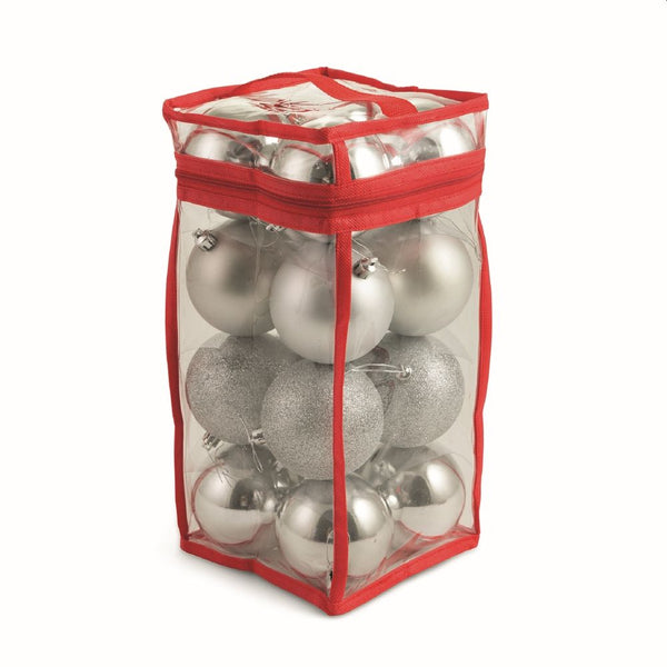 Set 16 Palle di Natale Ø8 cm in Plastica con Borsa Argento acquista