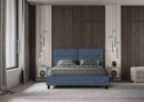 Letto Matrimoniale con Alzata Comoda Imbottito in Microfibra Nandy Blu Varie Misure