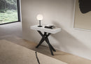 Consolle Allungabile 90-300x40x77 cm Saki Premium Bianco Frassino Gambe Antracite 