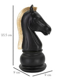 Statua Cavallo Nero e Oro 10,5x8,5x19 cm in Poliresina