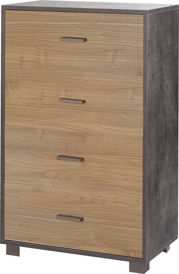 Cassettiera 4 Cassetti 70x112x41 cm Ossido Nero/Noce Stelvio sconto