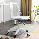 Sedia da Ufficio Poltrona da Studio Girevole Ergonomica con Ruote in PP e Schiuma Trasparente e Bianco      