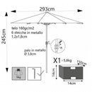 Ombrellone da Giardino Ø3 m Palo Ø48 mm Poly Eco in Acciaio Bianco